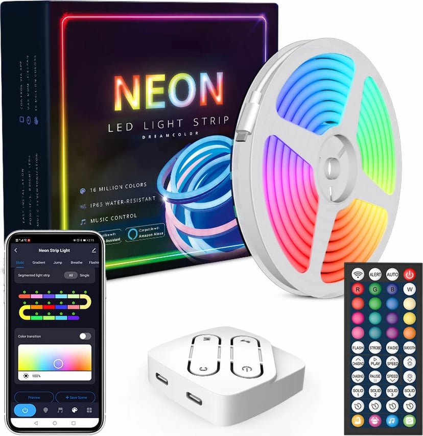 Drita Led SONIT RGBIC 2 Neon-WIFI (Bardhë, 5M 300LED)