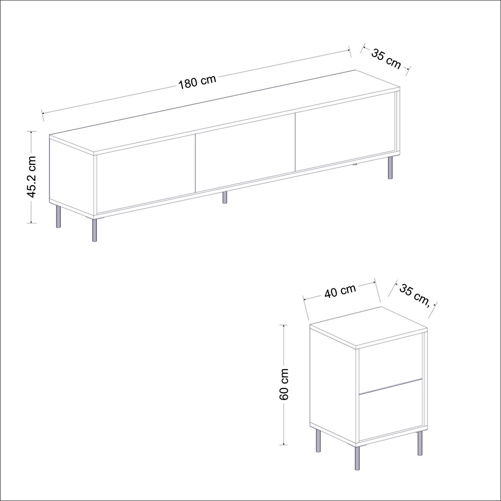 Komodë televizori Skye Decor, ngjyrë antracit, 3 pjesë