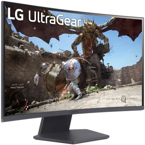 Monitor gaming i lakuar, LG, 27GS60QX-B 27GS60QXB (27GS60QX-B.AEUQ), 27" QHD 2560x1440, 180Hz 1ms GtG, 1000R, e zezë