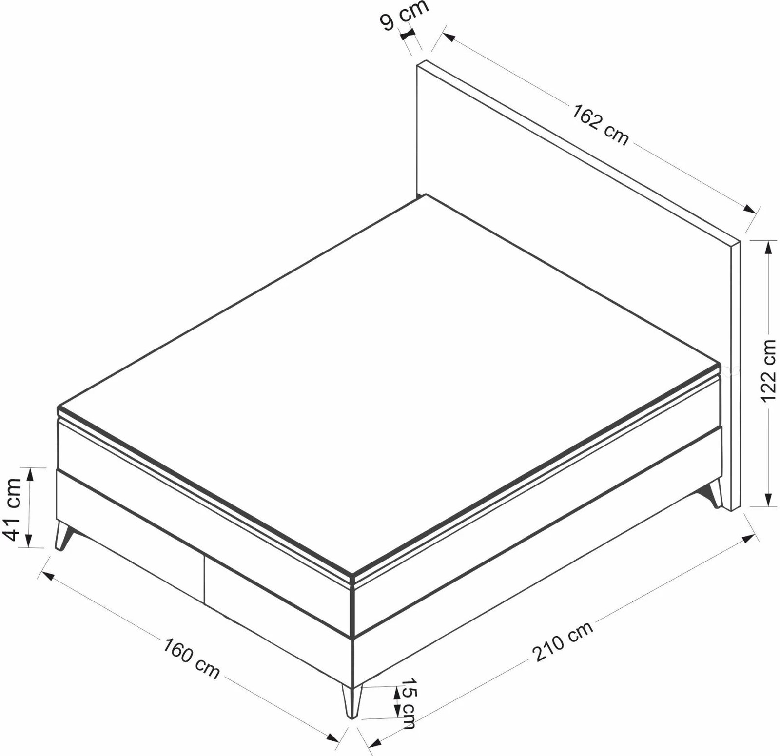Baze dhe taban krevati dopio Skye Decor, ngjyrë gri, 160x200