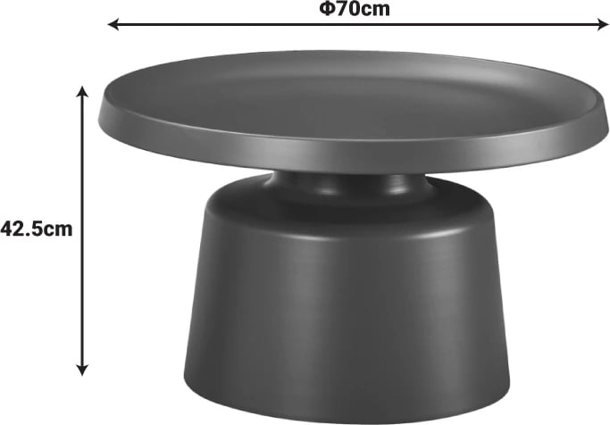 Tavolinë e ulët Ginoze, metal, ngjyrë kafe, Φ70x42.5cm