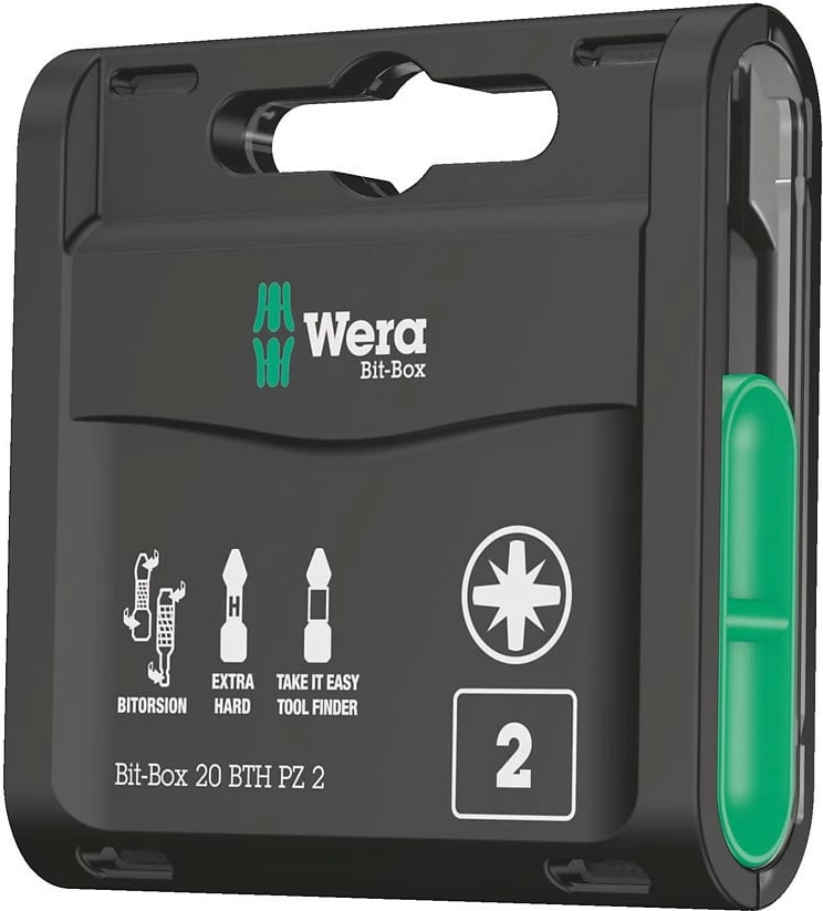 Set bitash Wera 20 BTH PZ 2, 20 copë, Pozidriv, me kuti plastike