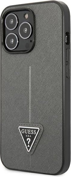 Mbështjellës Guess Saffiano Triangle Logo për iPhone 13 Pro/13 6.1", Argjend