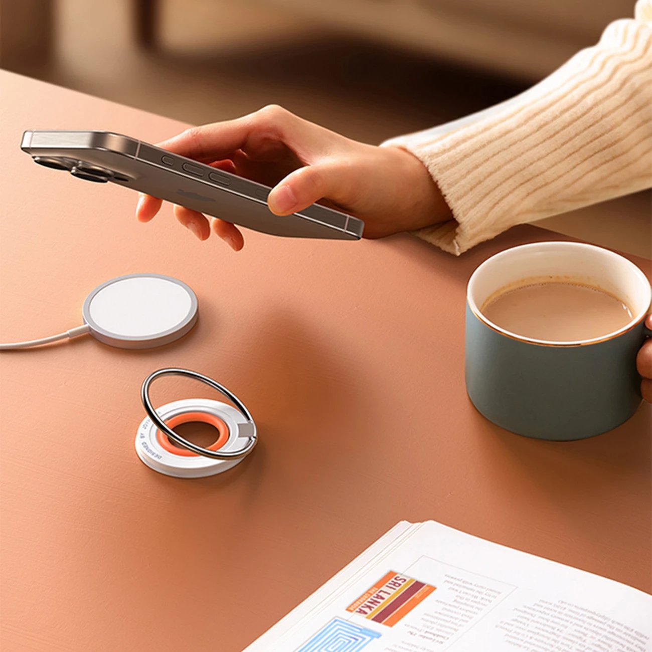 Mbajtës magnetik telefoni Joyroom JR-ZS383 me MagSafe, portokalli
