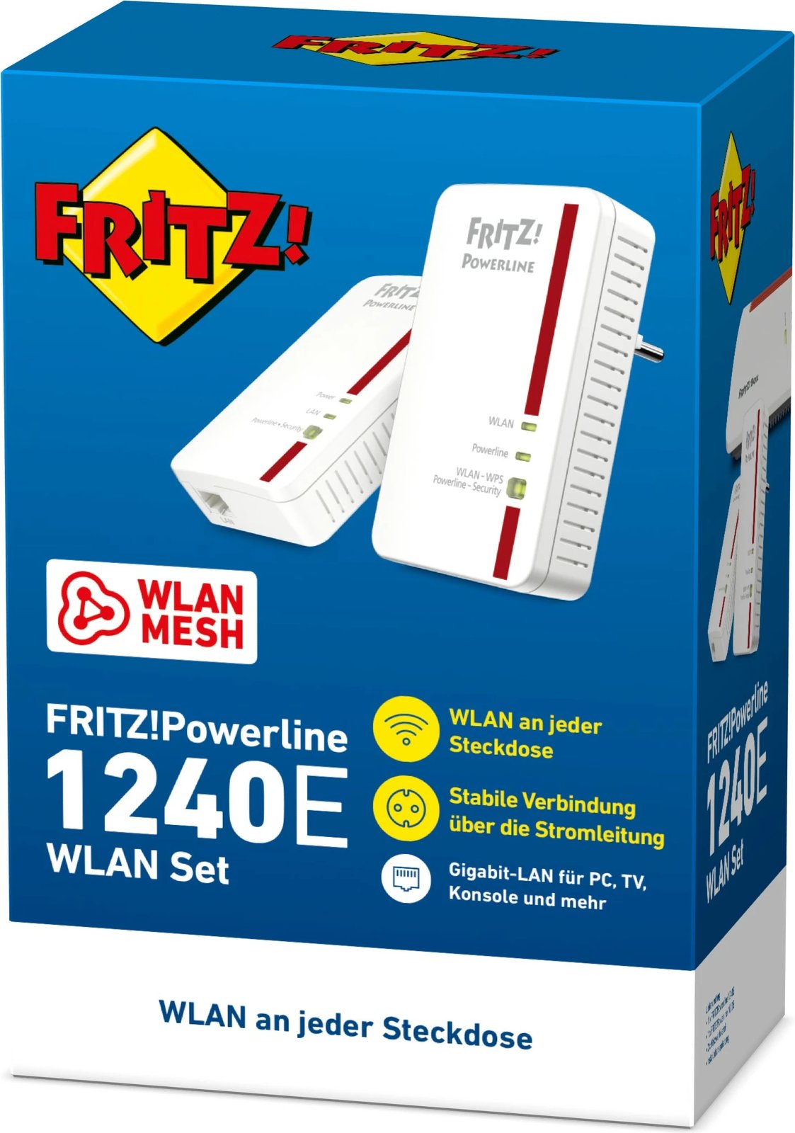 Powerline AVM FRITZ!Powerline 1240E WLAN Set, 1200 Mbit/s, Wi-Fi 4, i bardhë