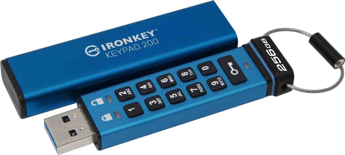 USB Kingston IronKey Keypad 200, 256GB, blu
