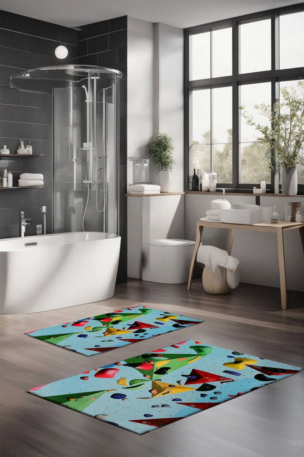 Set dy pjesësh qilima për banjo, shumëngjyrësh, Mijolnir, CT-5366
