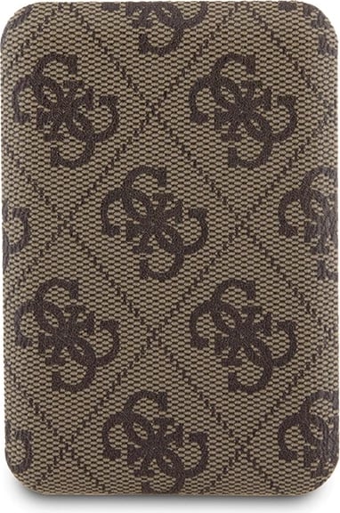 Mbështjellës Guess 4G Metal Logo me powerbank MagSafe 5000mAh për iPhone 15 Pro Max, Kafe, Set