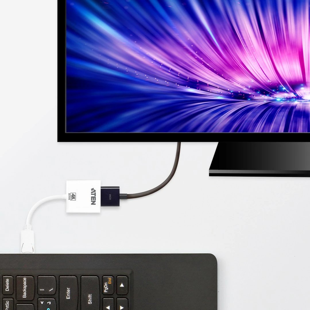 Adapter aktiv ATEN VC986-AT, DisplayPort në HDMI, 4K, Bardhë
