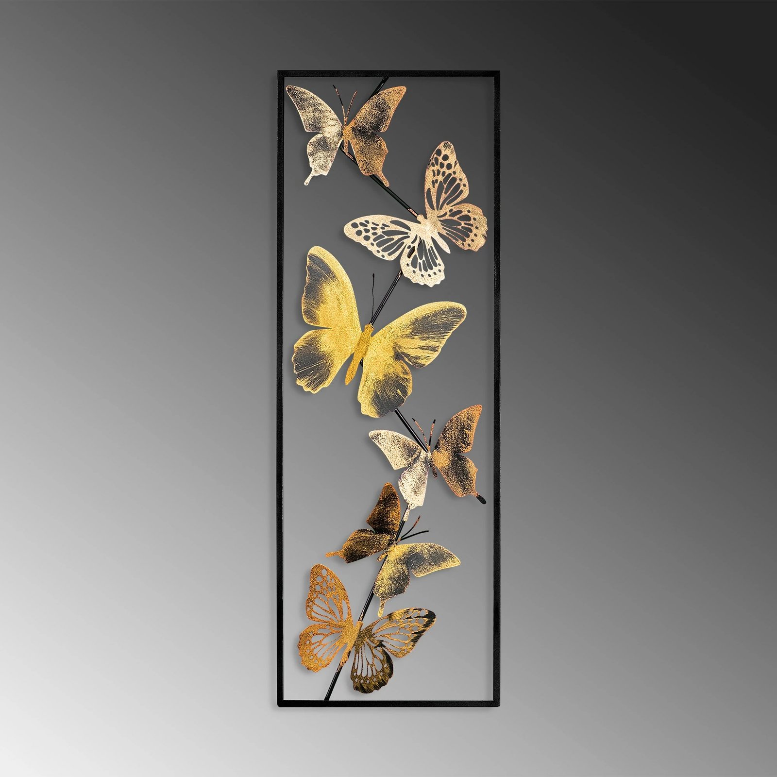 Aksesor dekorativ metalik për mur, Wallity Tavus 3, shumëngjyrësh, 32x90x4 cm