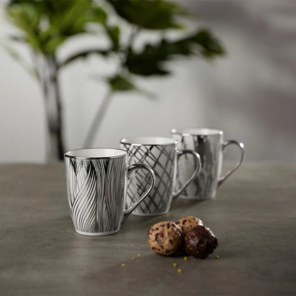 Filxhan Chic, porcelan New Bone China, i bardhë me detaje argjendi, 8x8x11cm