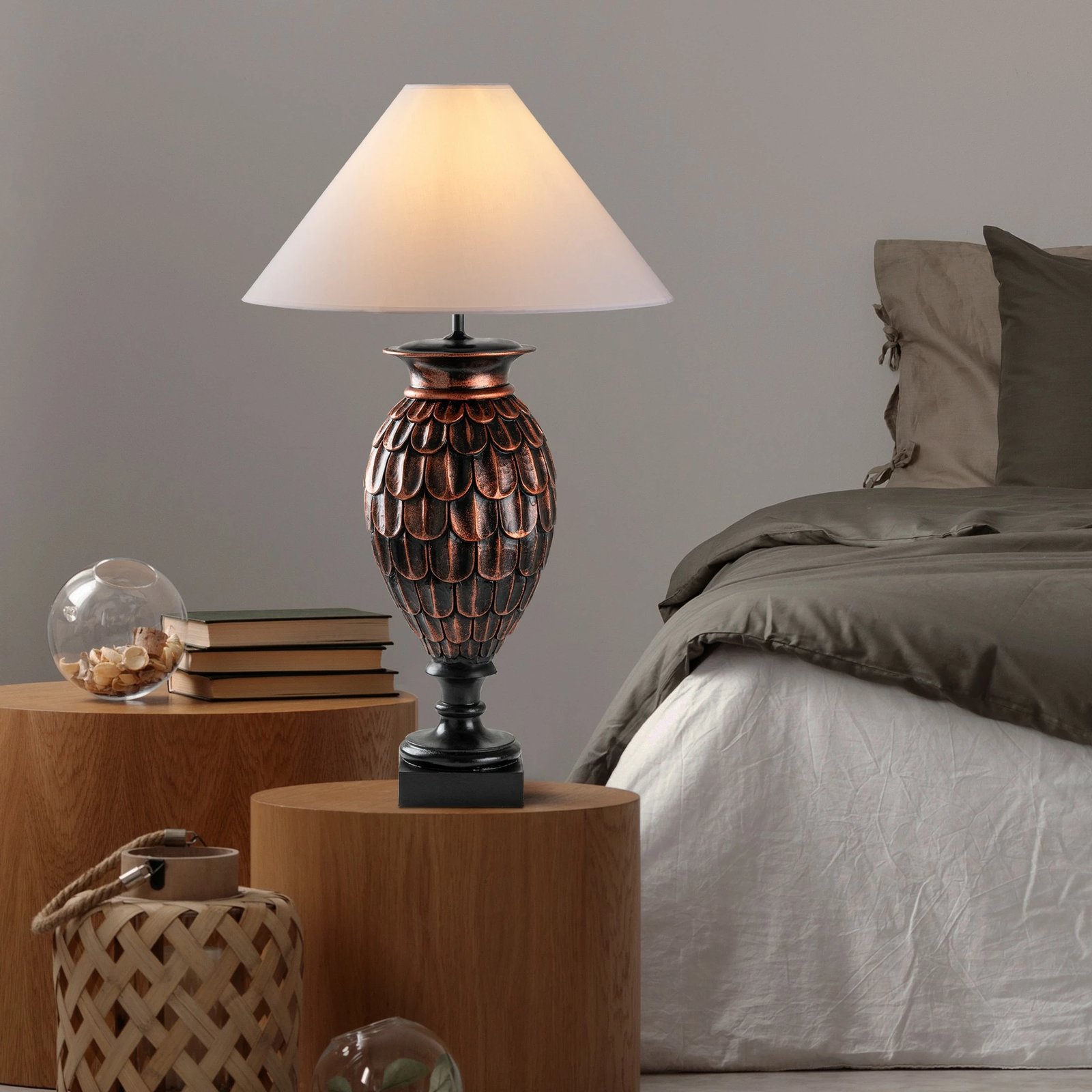 Llambë tavoline Opviq, ELEGANZE-5305, kafe dhe e bardhë
