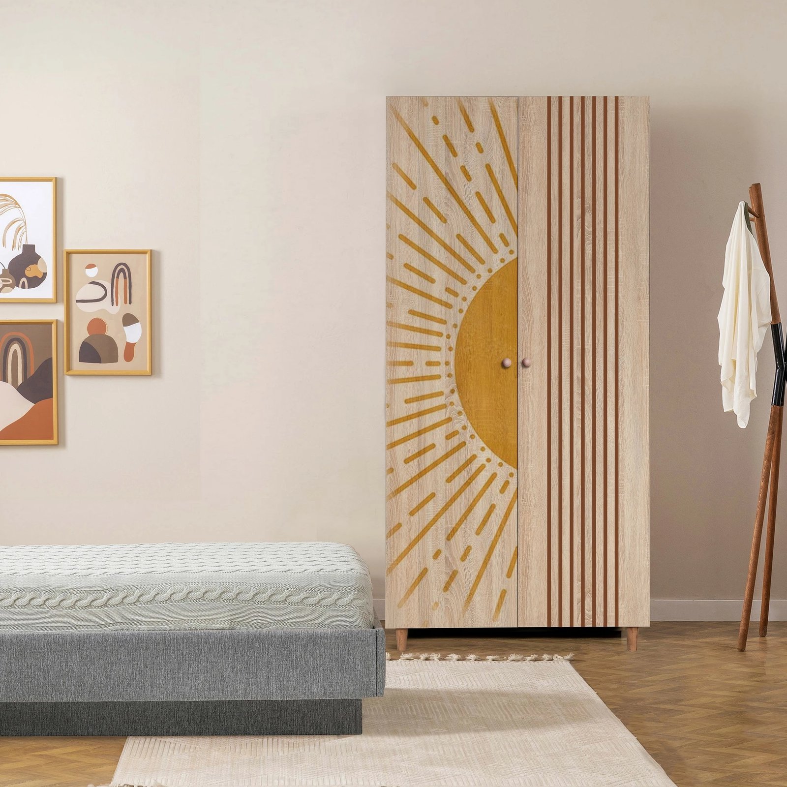 Dollap Sonomo, doreza druri, këmbë druri, Skye Decor Lidya 2 -971, 90x192x52cm