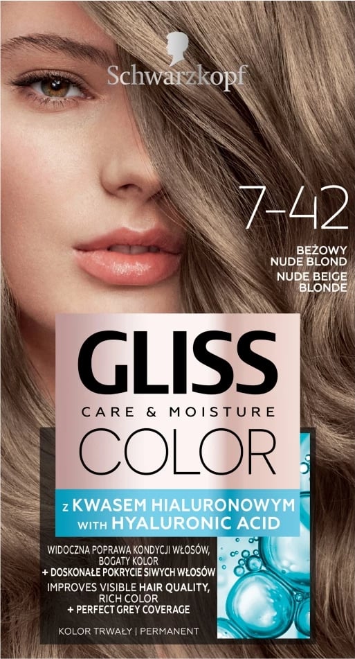 Ngjyrë për flokë Gliss Color Care & Moisture 7-42 Bezhë Nude Blond për femra