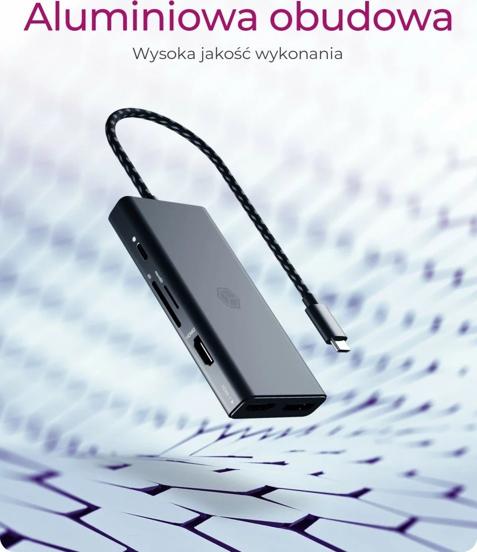 Docking station IcyBox IB-DK4011-CPD, 9-në-1, HDMI, DP, USB Type-C, e zezë