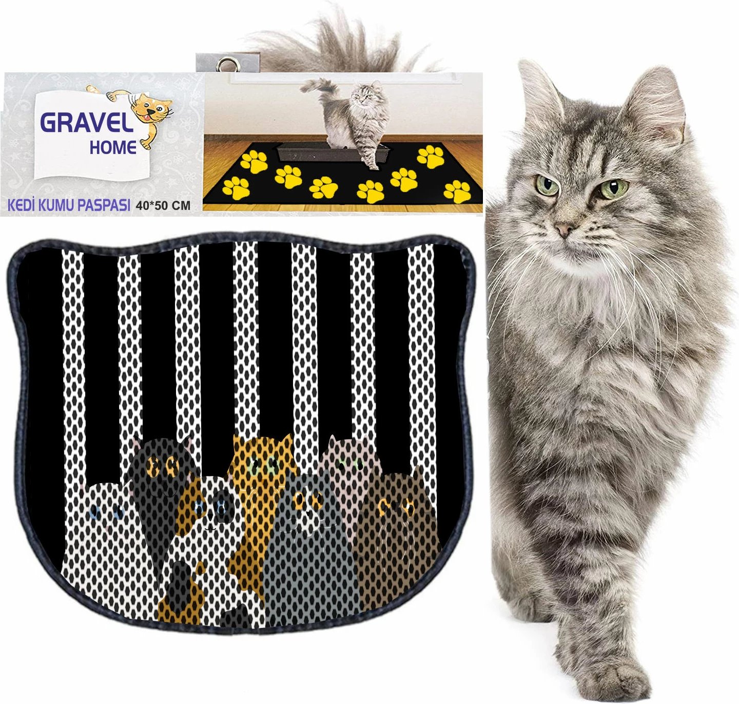 Tapet për rërë mace, shumëngjyrësh, Paws & Whiskers, Kdkafa0043, 40x50cm