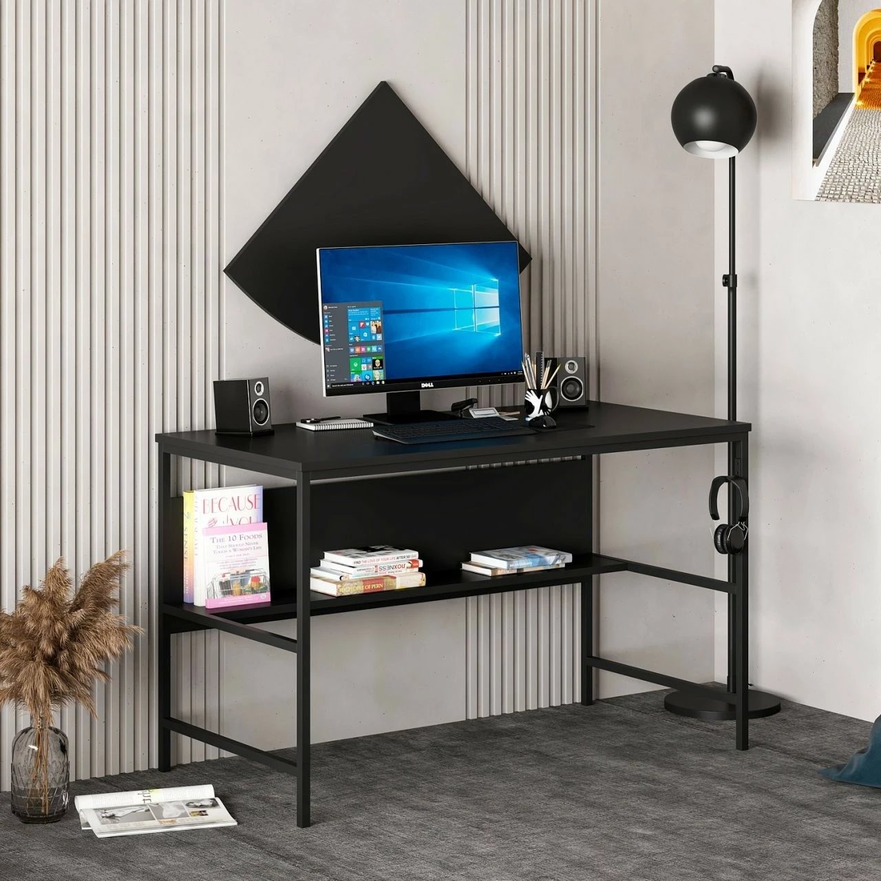 Tavolinë pune Greta, ngjyrë e zezë, Skye Decor 7041