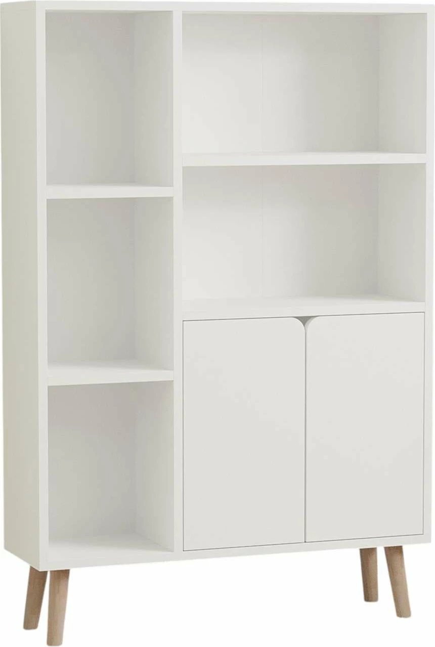 Raft librash Skye Decor, ngjyrë e bardhë, këmbë druri ahu