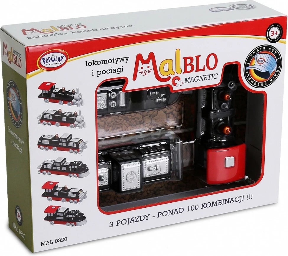 Set trenash magnetikë MALIK MalBlo, 9 pjesë, zi/kuqe
