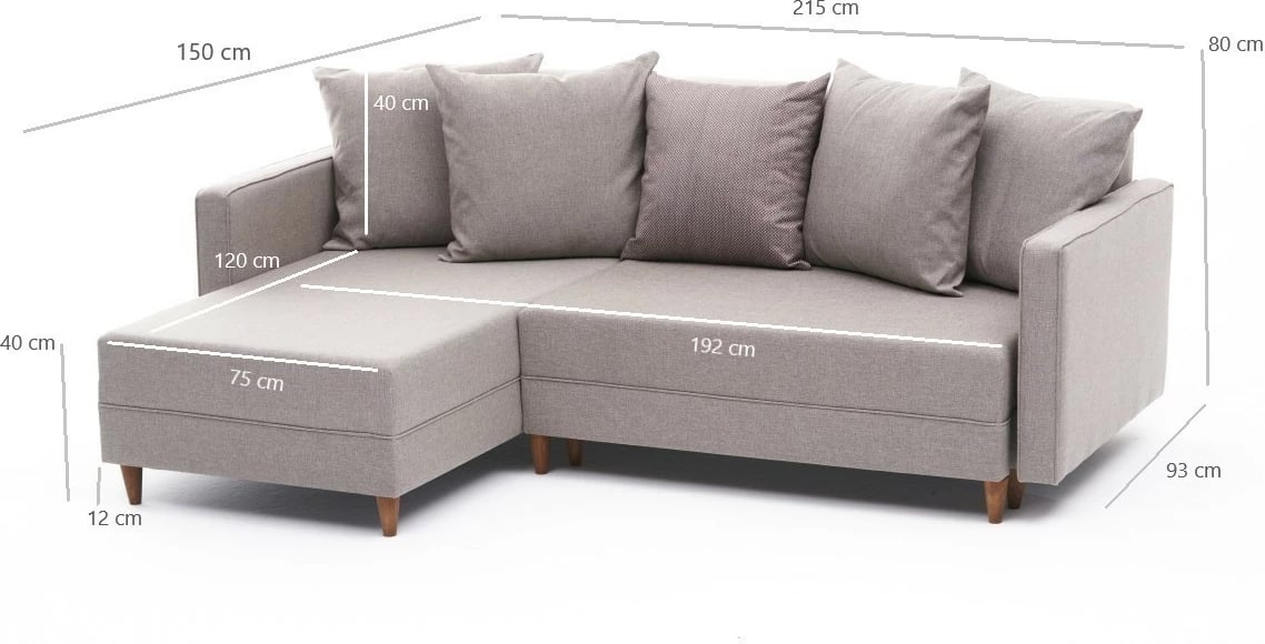Kënd-sofë krevati Atelier del Sofa, Aydam majtas, krem