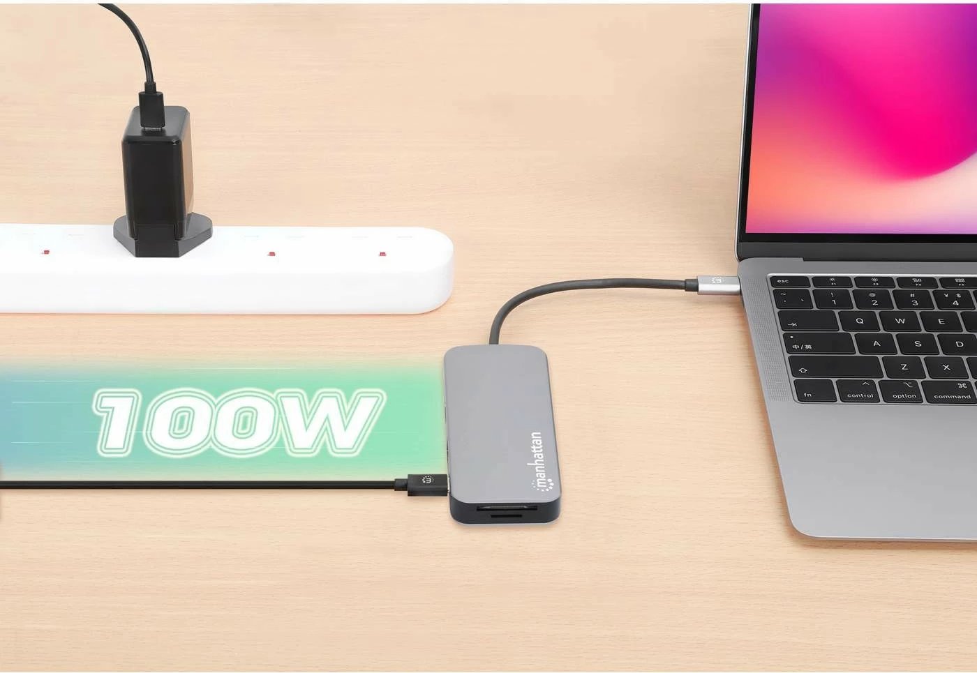 Docking station MANHATTAN USB-C 8-in-1, HDMI, RJ45, 3xUSB-A, gri