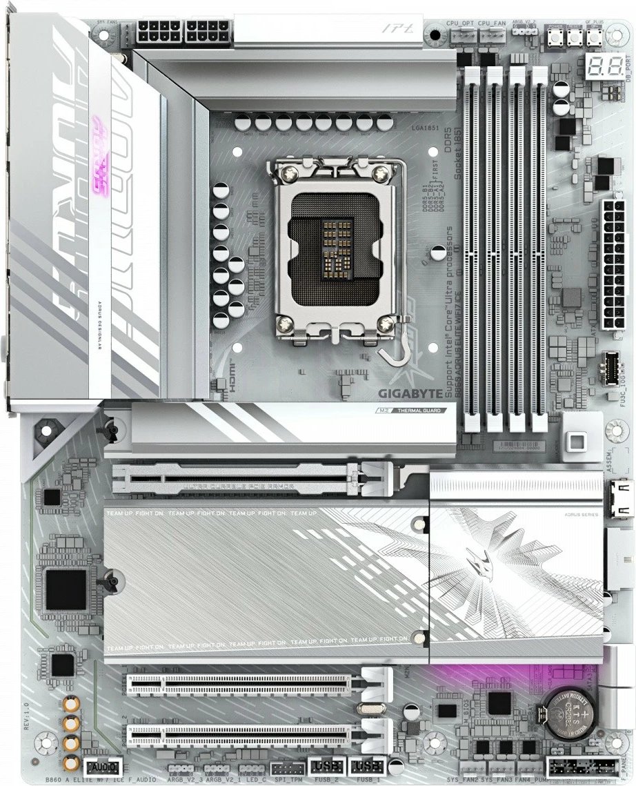 Pllakë amë Gigabyte B860 A ELITE WF7 ICE, ATX, DDR5, LGA1851, Wi-Fi 7, e bardhë