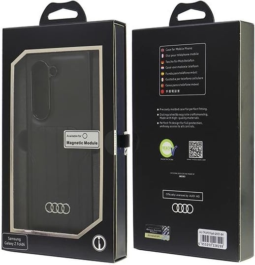 Mbështjellës Audi Synthetic Leather MagSafe për Samsung Galaxy Z Fold 6, i zi