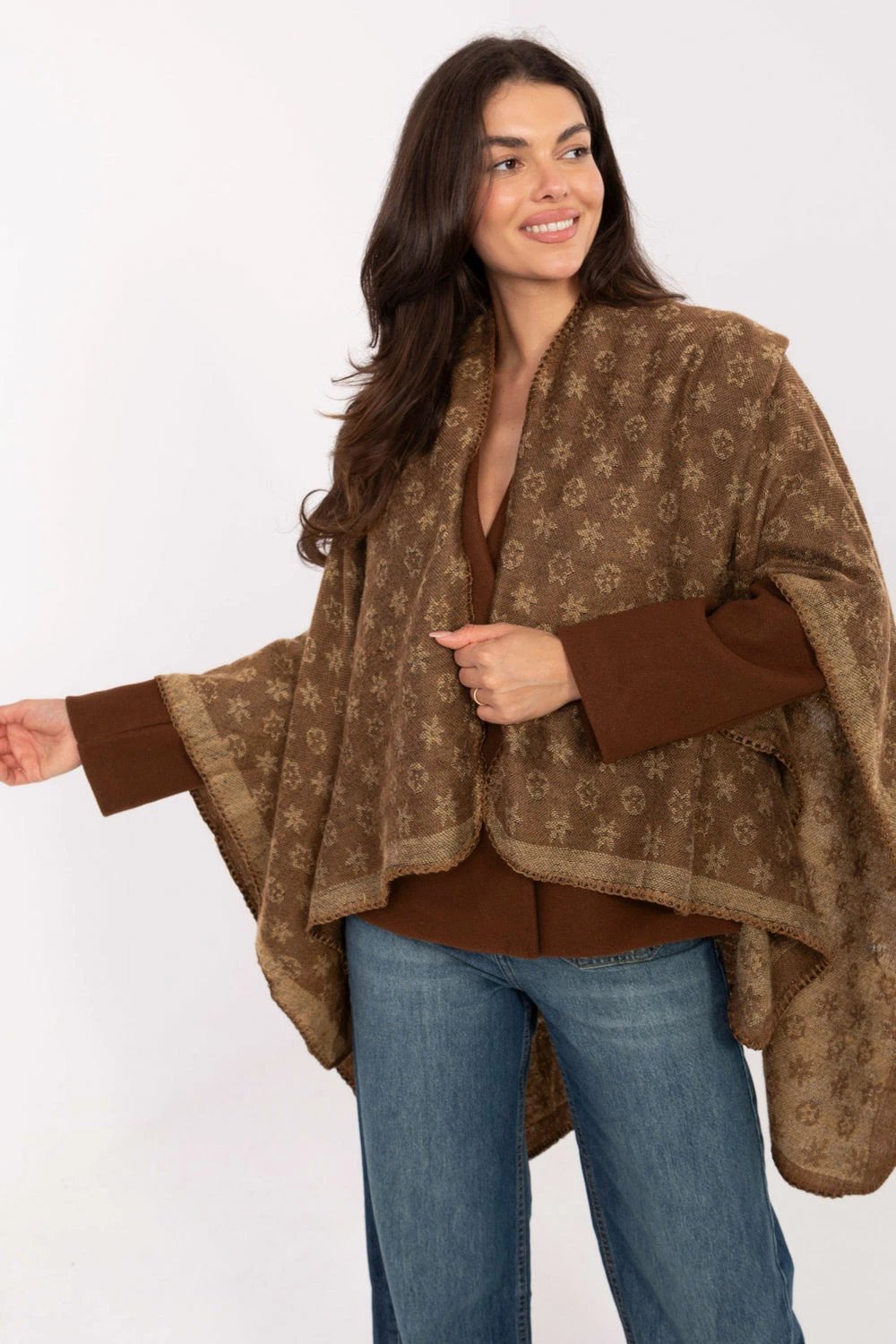 Poncho për femra Factory Price 218603, kafe