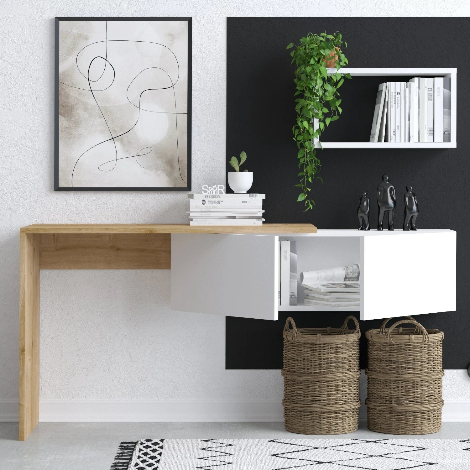 Tavolinë pune Hanah Home, Tiff, e bardhë dhe lis