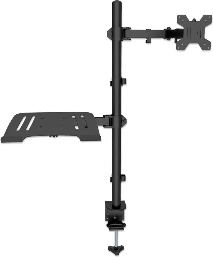 Mbajtëse tavoline Manhattan për monitor/laptop, 1 ekran, 10-27", VESA 75x75-100x100mm, deri 8kg, e zezë