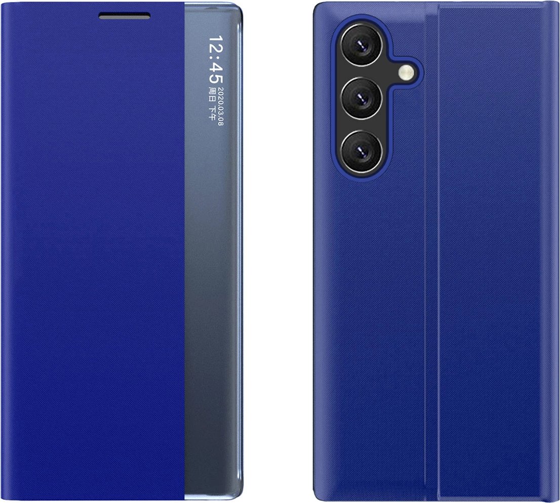 Mbështjellës Hurtel New Sleep Case për Samsung Galaxy A24 4G, me kapak dhe qëndrim, Kaltër