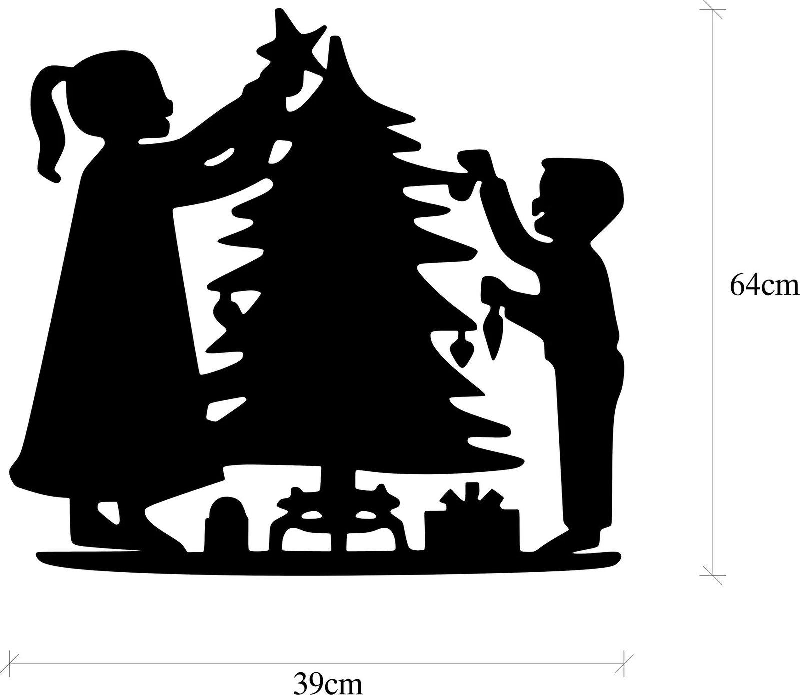 Aksesor dekorativ metalik për mur, Wallity, XMASBLACK - 016