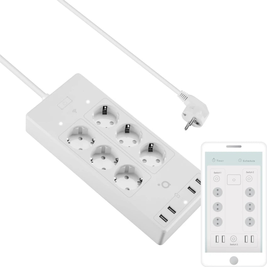Kabllo e rrymës ACME SH3305 Smart Wifi 6 dalje prizë + 4 USB
