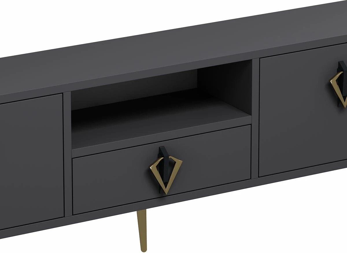 Komodë TV Skye Decor, anthracite, e zezë, e artë, 1311-DROP-32