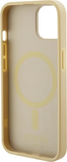 Mbështjellës Guess GUHMP15MPSAHMCB për iPhone 15 Plus 6.7", Saffiano MagSafe, ari