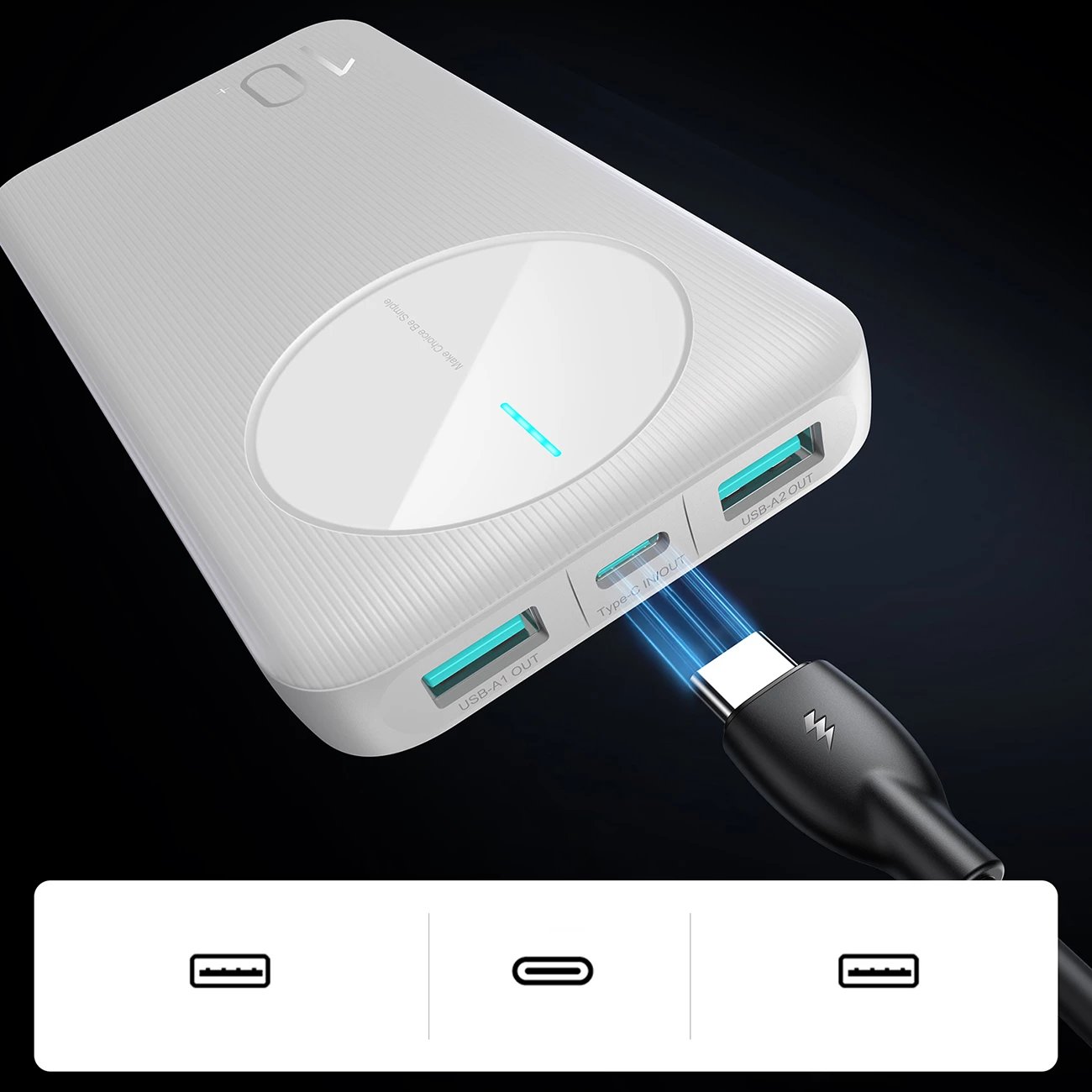 Powerbank Joyroom JR-PBF12, 10000mAh, 3 porta, i bardhë