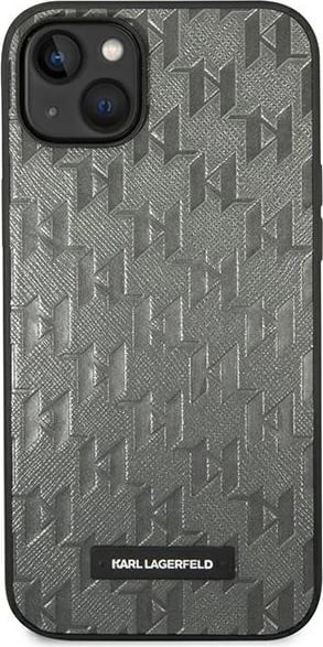 Mbështjellës Karl Lagerfeld KLHCP14MSAKLHPG për iPhone 14 Plus 6.7", Saffiano Mono Metal Logo, Gri
