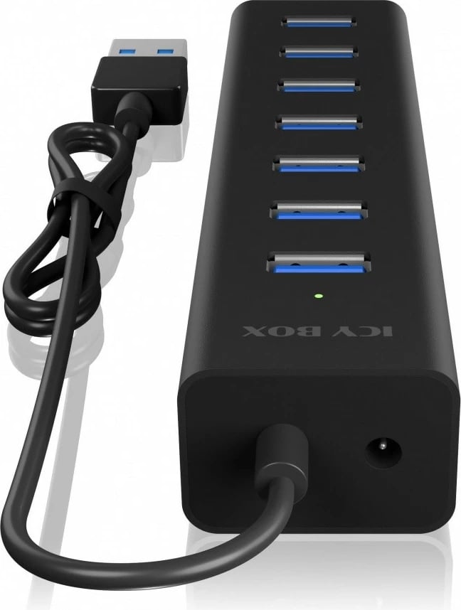 USB HUB IcyBox IB-HUB1700-U3, 7 porta USB 3.0, me adapter rryme, Zi