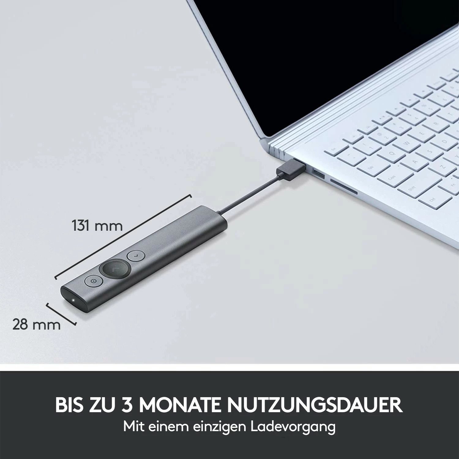 Telekomandë prezantimi Logitech Spotlight, Bluetooth/RF, USB, 30 m, Gri Telekomandë prezantimi Logitech Spotlight, Bluetooth/RF, USB, 30 m, Gri
