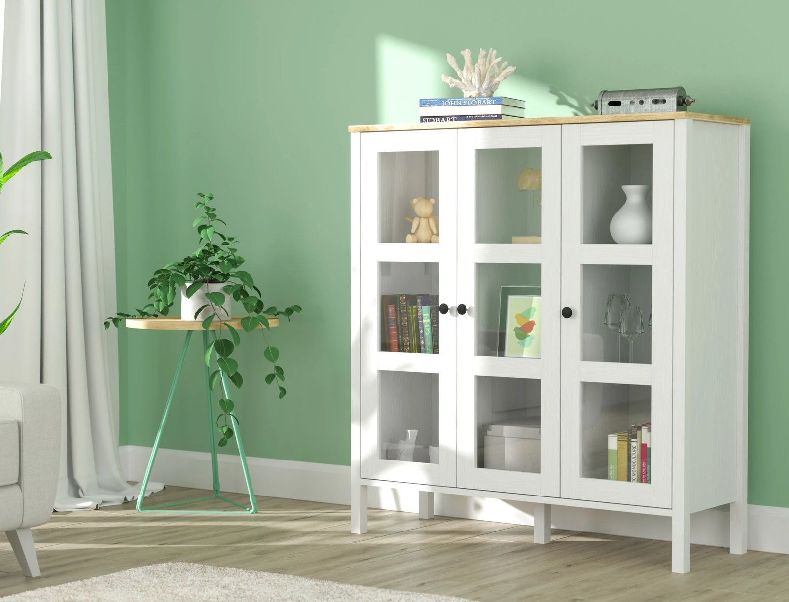 Raft librash Hanah Home, FRN-20073, ngjyrë druri dhe e bardhë