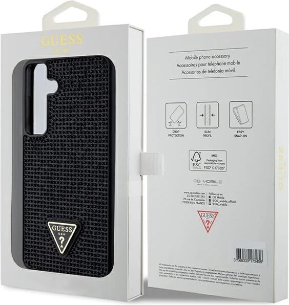 Mbështjellës Guess Rhinestone Triangle për Samsung Galaxy S24+, i zi