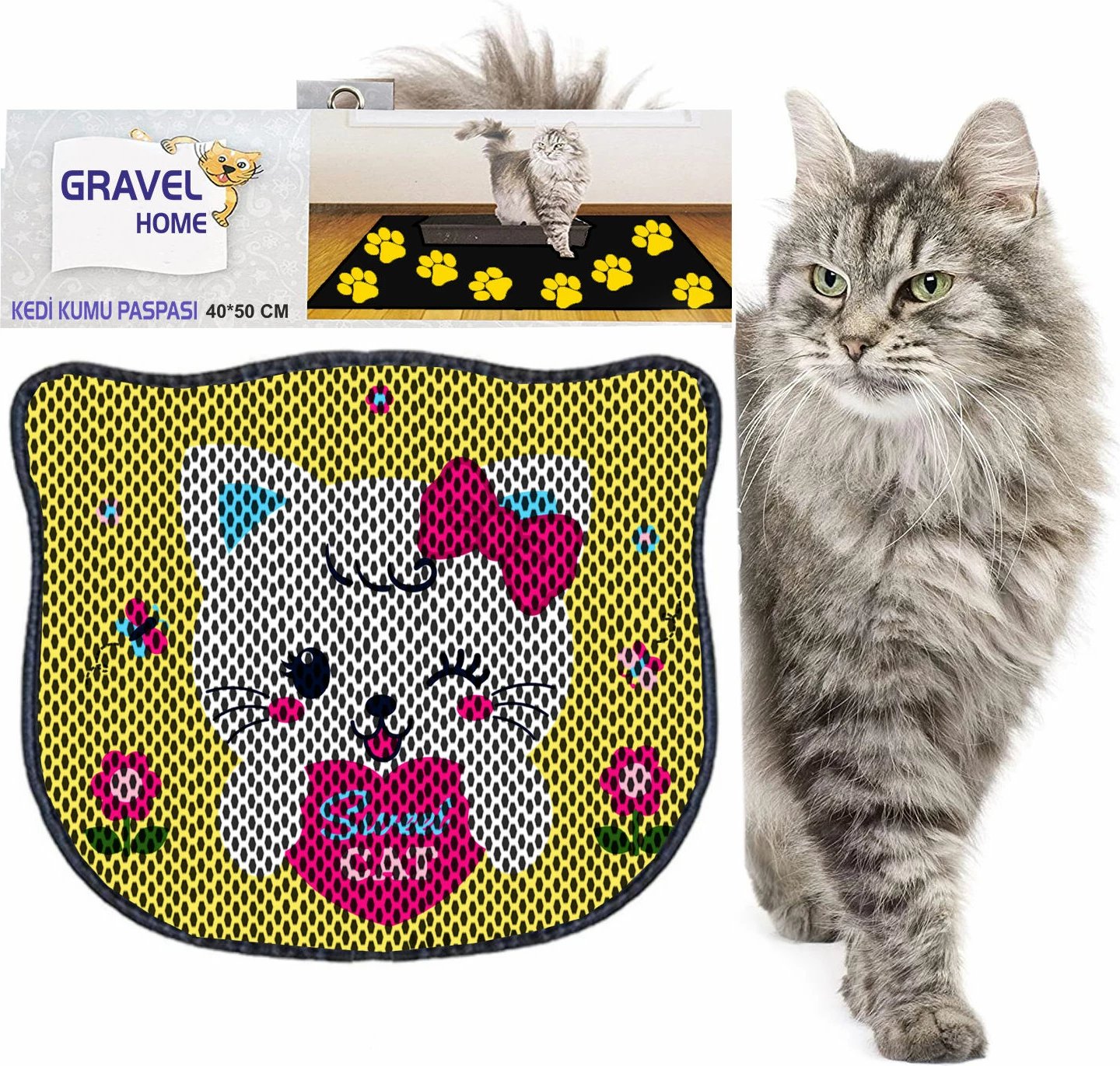 Tapet për rërë mace, shumëngjyrësh, Paws & Whiskers, Kdkafa0063, 40x50cm