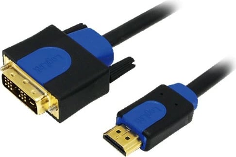 Kabllo HDMI në DVI-D LogiLink CHB3105, 5m, gold, zi/blu