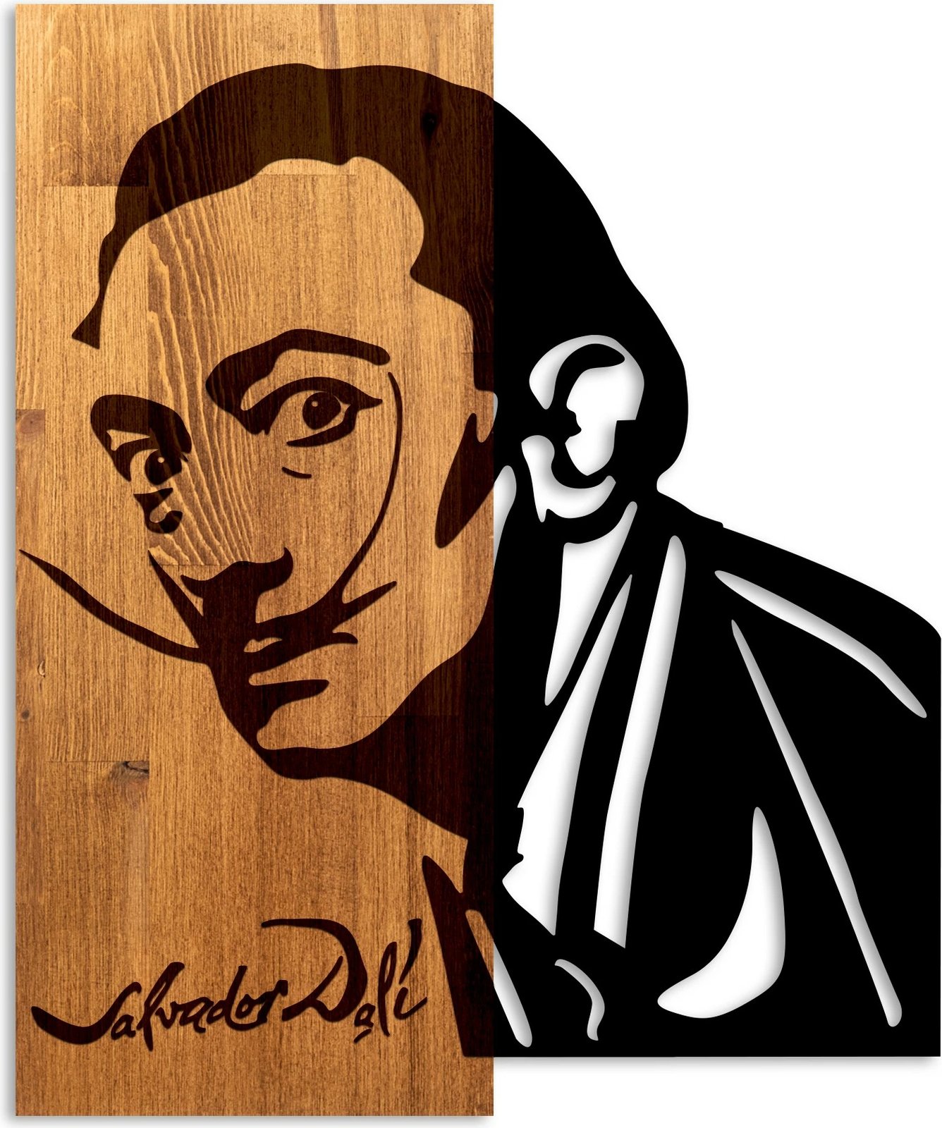 Aksesor dekorativ muri prej druri, Wallity Salvador, ngjyrë arre dhe e zezë