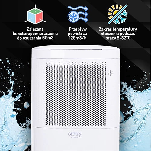 Largues lagështie kompresor, Adler CR 7851, kapacitet 10L/24h, depozitë 2.2L, ekran LED, timer 1-24h, i bardhë