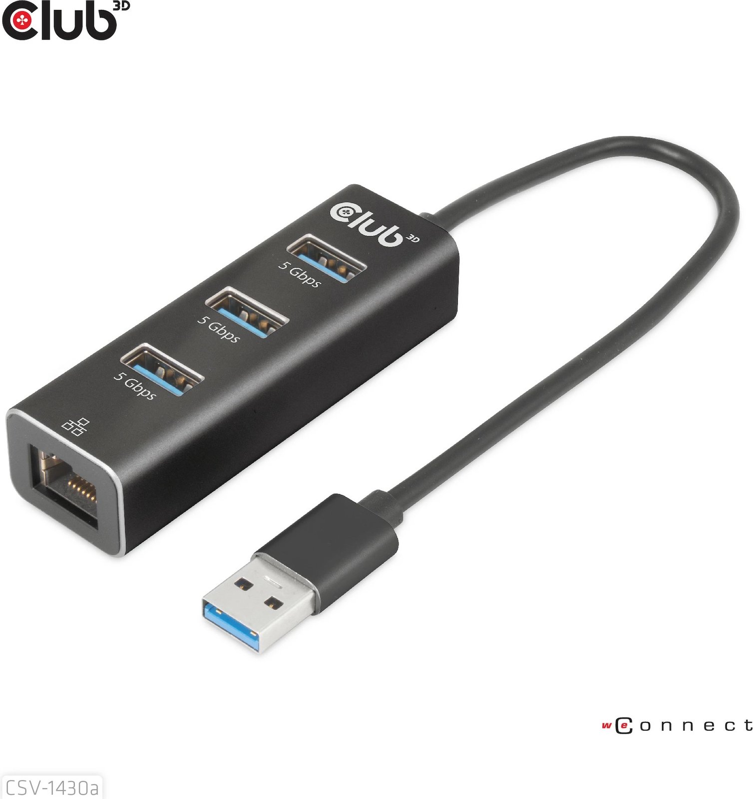 Adapter USB Club3D 3x USB 3.2 Type-A me LAN, i zi