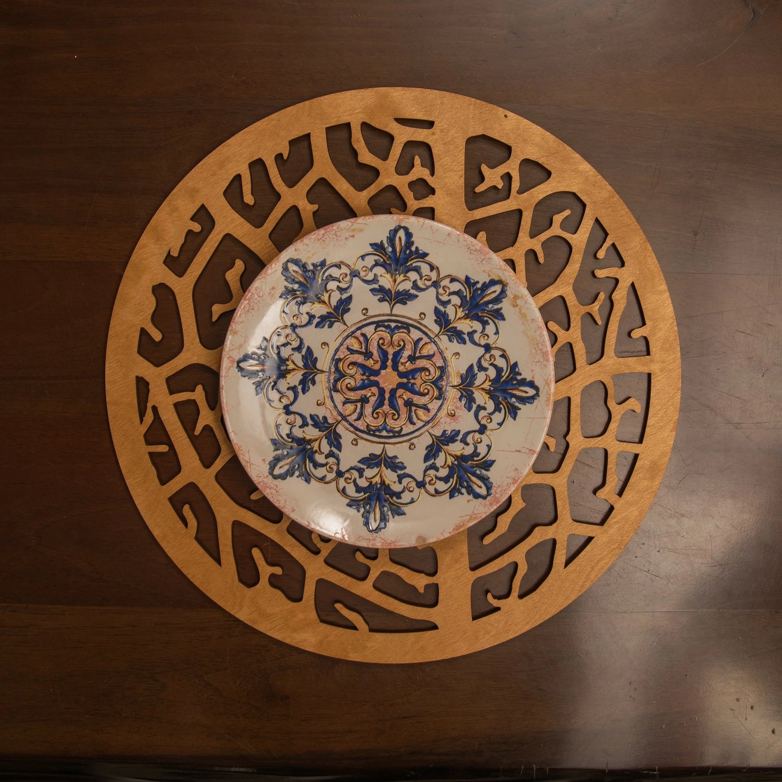 Set nënshtrues tavoline prej druri, Hermia, ngjyrë mjaltë, 6 copë