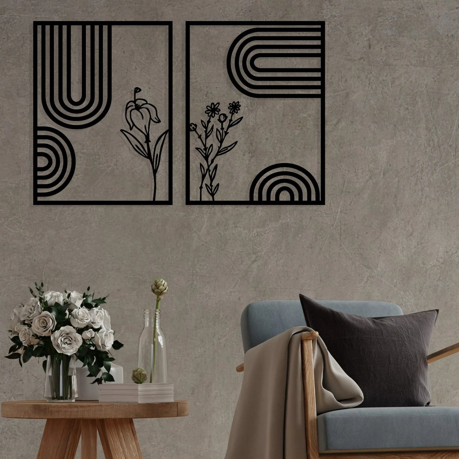 Aksesor dekorativ metalik për mur Wallity, Dolce Mate, ngjyrë e zezë