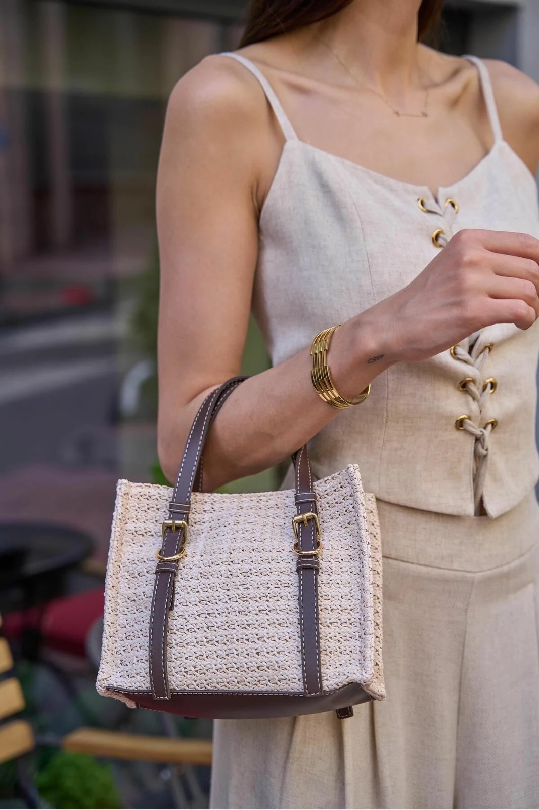 Çantë dore Zoozie Bags, MK1020225SV10-020, krem dhe kafe