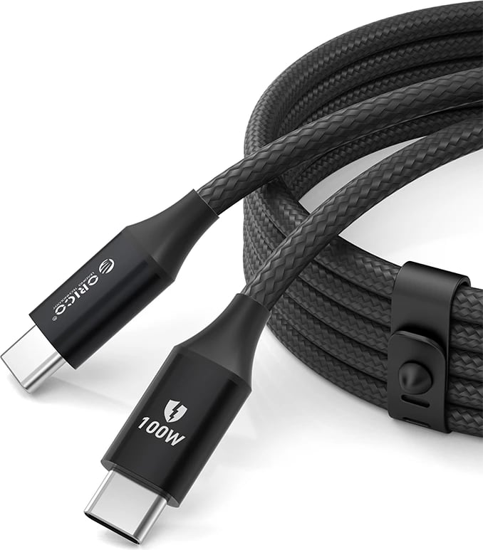 Kabllo Orico CDX USB-C në USB-C, 1m, 100W, 5A, e zezë